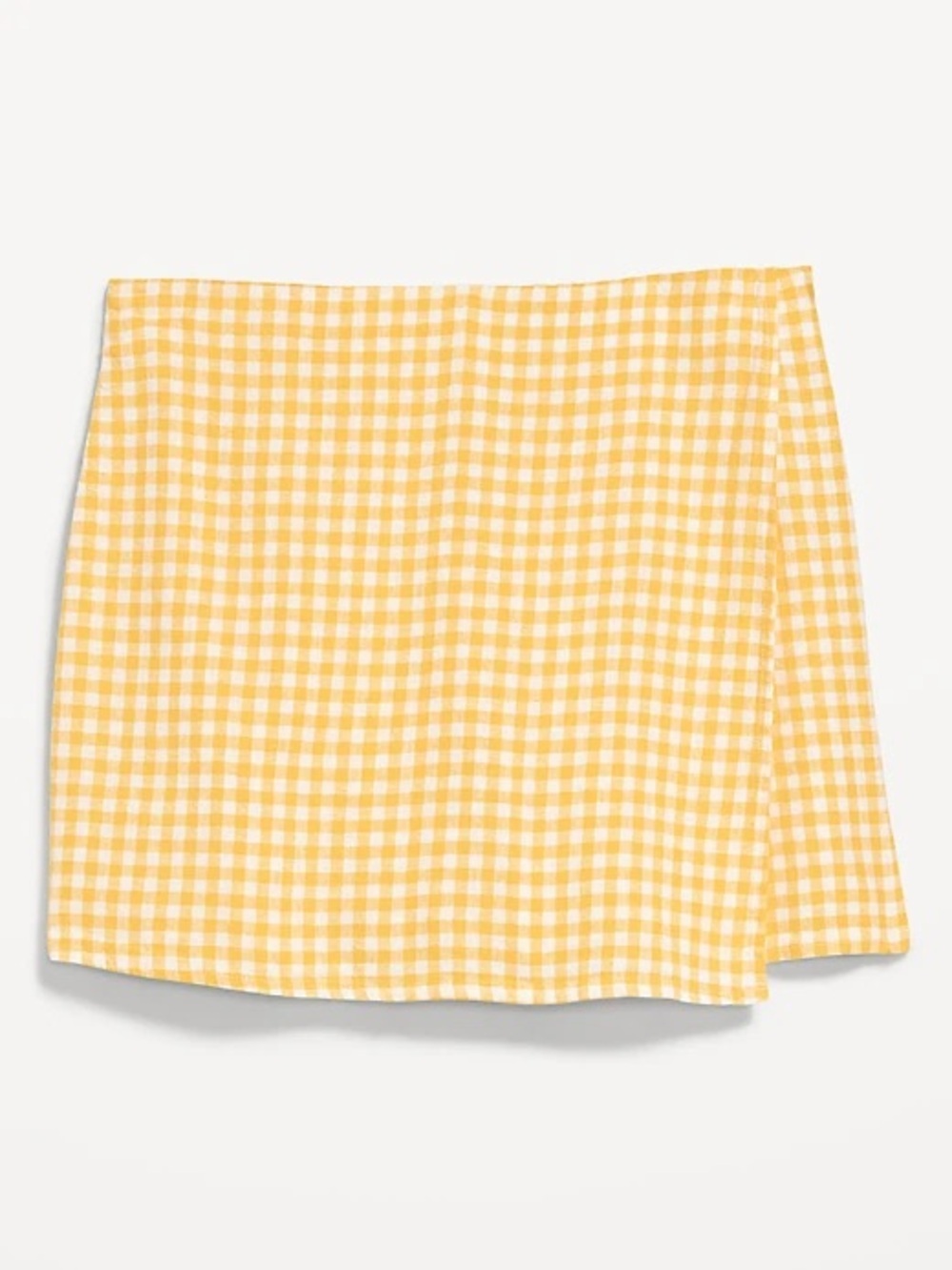 NWT Old Navy High Waisted Gingham Wrap Linen Mini Skort Size XL NEW yellow